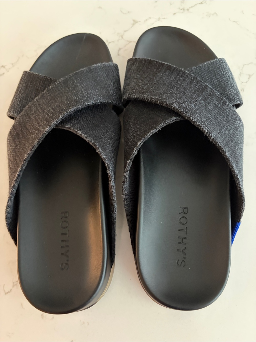Rothy's Charcoal Black Crisscross Slide Sandals - Picture 4 of 4